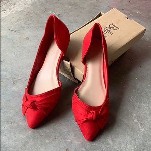 Red Bow Detail Flats